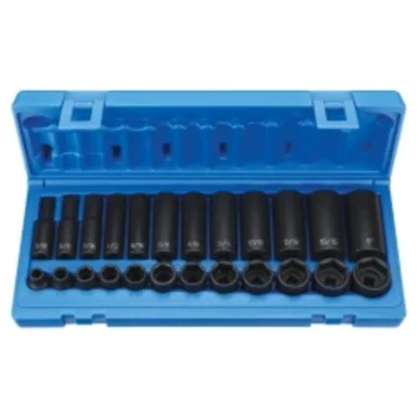 Grey Pneumatic 1224RD 3/8" Drive 24 Piece Standard & Deep Length Fractional Set