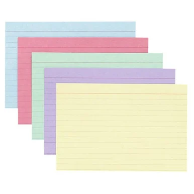 Oxford Ruled Index Cards - 5" X 8" - Recycled - 100 / Pack - Cherry, Blue, Green, Canary, Violet (ESS35810)
