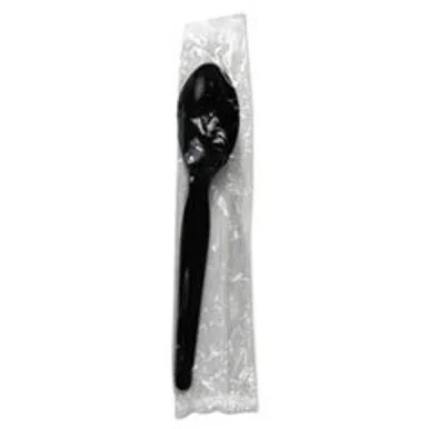 Boardwalk TSHWPSBIW Heavyweight Wrapped Polystyrene Cutlery, Teaspoon, Black, 1000/carton
