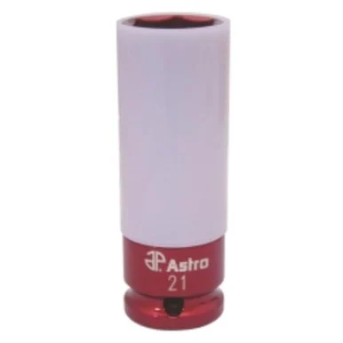 Astro Pneumatic 7870-21 21mm Impact Socket With Chrome Protective Plastic Sleeve And Shallow Broach
