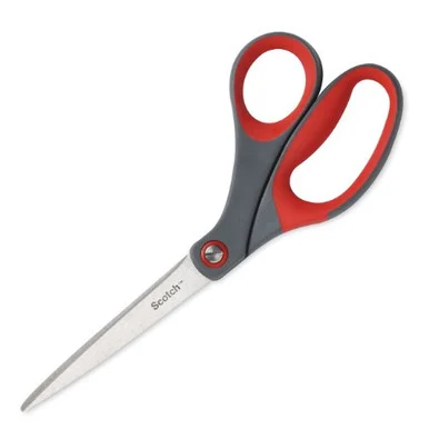 Scotch Precision Scissors - 8" Overall Length - Left/right - Stainless Steel - Red, Gray (1448B)