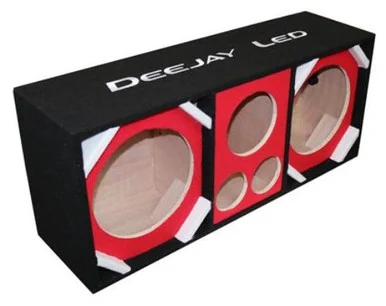 Deejay Led D10T2H1RED Two 10-in Woofers Plus Two Tweeters And One Horn Red Empty Chuchera Speaker Enclosure