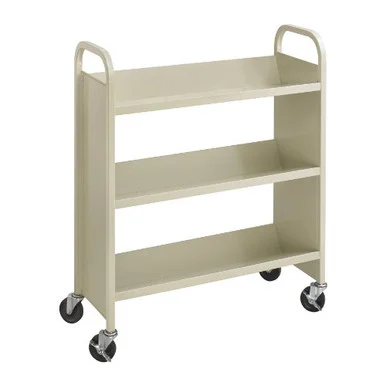 Safco Steel 3-shelf Single-sided Book Carts - 3 Shelf - 2.50" Caster - Steel - 36" X 14.5" X 43.5" - Sand (5358sa)