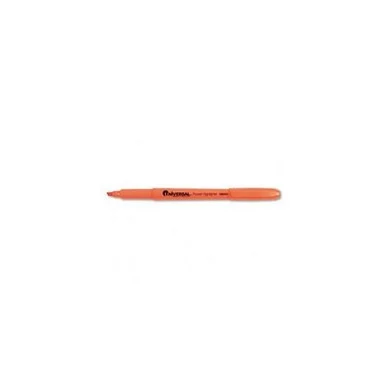 Universal Office Products 08853 Pocket Clip Highlighter, Chisel Tip, Fluorescent Orange Ink, 1 Dozen
