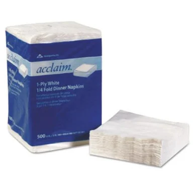 Georgia Pacific 362-02 Acclaim® 1/4 Fold Paper Dinner Napkins, White, 1-ply, 16"x16", 500/pk, 8 Pk/ct