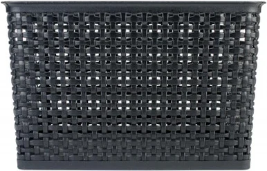 Best Creation 7317547 Weave Design Plastic Bin Large-black, 13.75"l X 10.5"w X 8.75"h