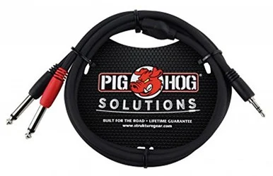 Pig Hog PBS3403 3' Stereo Breakout Cable 3.5mm to Dual RCA