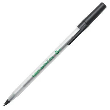 Ecolutions Ecolutions Recycled Round Stic Ballpoint Pen - Medium Pen Point Type - 1 Mm Pen Point Size - Refillable - Black - Frost Polypropylene Barrel, Translucent Plastic Barrel - 50 / (gsme509bk)