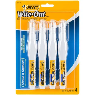 Bic Wite-out Shake 'n Squeeze Correction Pen - 0.27 Fl Oz - Fast-drying - 4 / Pack (wosqpp418)