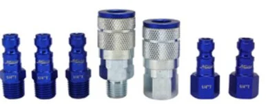 Milton Industries S-307TKIT 7 Piece T-style 1/4" Npt Blue Colorfit Coupler & Plug Kit