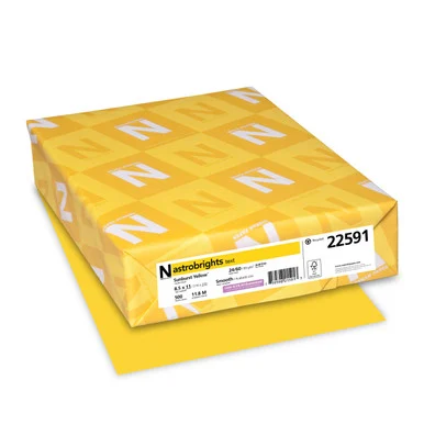 Astrobrights Colored Paper - For Laser, Inkjet Print - Letter - 8.50" X 11" - 60 Lb - Smooth - 500 / Ream - Sunburst Yellow (wau-22591)