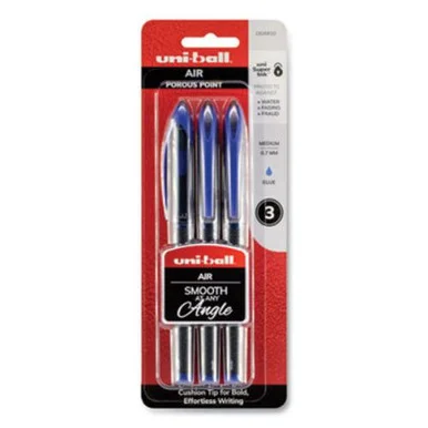 Sanford 1926810 Air Porous Rollerball Pen, Medium 0.7 Mm, Blue Ink, Black/blue Barrel, 3/pack