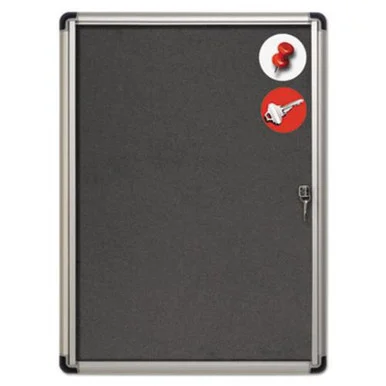 MasterVision SlimLine Magnetic Gray Fabric Enclosed Board (vt630103690) - Bi-Silque Visual Communication