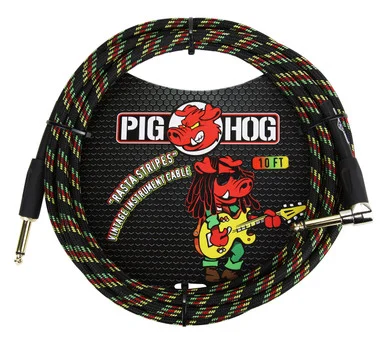 Pig Hog PCH10RAR rasta Stripes Instrument Cable