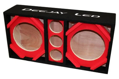 Deejay LED D10T3RED Two 10-in Woofers Plus Three Tweeters Red Empty Chuchera Speaker Enclosure
