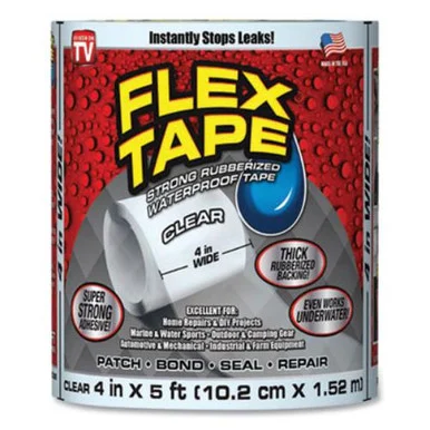 Flex Seal TFSCLRR0405 General Purpose Repair Tape, 4" X 1.67 Yds, Clear