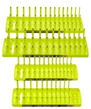 Hansen Global 92006 Hv Yellow 4 Pack 3 Row Socket Holders 1/4" And 3/8" Drives