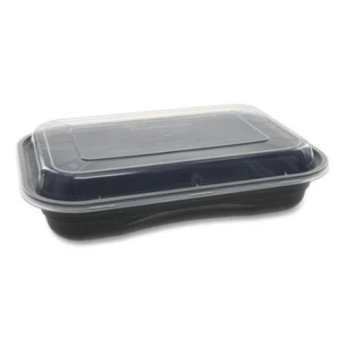 Pactive NV2GRT2786B Earthchoice Versa2go Microwaveable Containers, 8.4 X 5.6 X 1.4, 27 Oz, 1-compartment, Black/clear, 150/carton