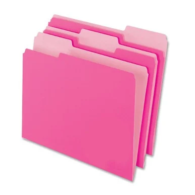 Pendaflex Two-tone Color File Folder - Letter - 8.50" X 11" - 1/3 Tab Cut - Assorted Position Tab Location - 11 Pt. - Pink - 100 / Box (15213PIN)