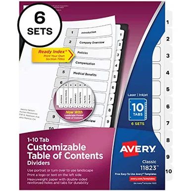Avery® Ready Index 10-tab Custom TOC Dividers (ave-11823)