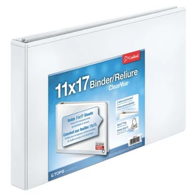 Cardinal 11" X 17", Clearvue Slant-d Ring Binder - Tabloid - 11" X 17" - 240 Sheet Capacity - 3 X D-ring Fastener - 1" Binder Fastener Capacity - Vinyl - White - 1 Each (22112CB)
