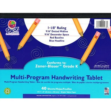 Pacon Grade K Multi-program Handwriting Tablet - 40 Sheets - Both Side Ruling Surface - Ruled 8" X 10.50" - White Paper - Assorted Cover - 1each (pac-2478)