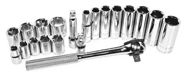 K Tool International KTI-22000 20-piece 3/8 In. Drive 6-point Fractional Sae Socket Set