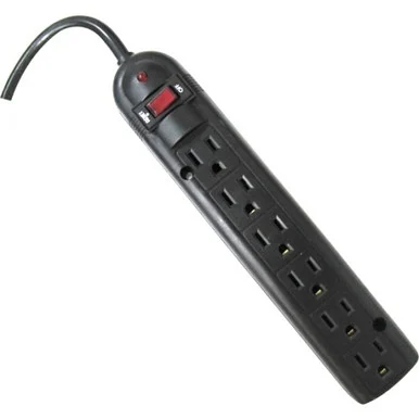 Weltron 6 Outlet Black Plastic Surge Protector W/ 6ft Cord - 6 X Ac Power - 1.88 Kva - 750 J - 125 V Ac Input - 125 V Ac Output (wsp-600plf-6bk)