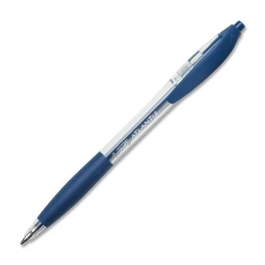 Bic Atlantis Retractable Pen - Medium Pen Point Type - 1 Mm Pen Point Size - Point Pen Point Style - Blue Ink - Clear Barrel - 12 / Dozen (VCG11BE)