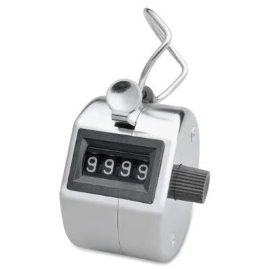 Sparco Hand Tally Counter - 4 Digit - Finger Ring - Handheld - Nickel Plated - Silver (SPR24100)