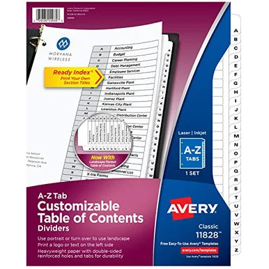 Avery® A-Z Black & White Table of Contents Dividers (ave-11828)