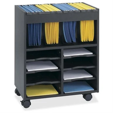 Safco Go Cart Mobile Cart - 6 Shelf - 4 Caster - Wood, Plastic - 14.5" X 21.5" X 26.3" - Black (5390BL)