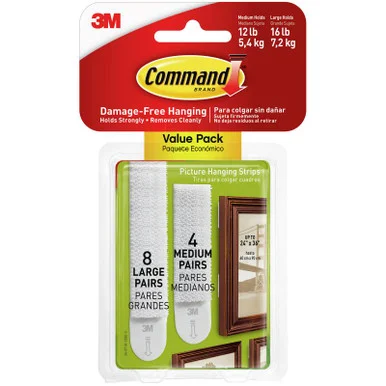 Command Picture Hanging Strips 24/pkg-8 Medium Strips & 16 Large Strips 18311572