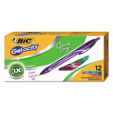 Bic Corporation RGLCGA11AST Gel-ocity Quick Dry Retractable Gel, Fine, 0.7 Mm, 12 Ink Colors, 1 Dozen