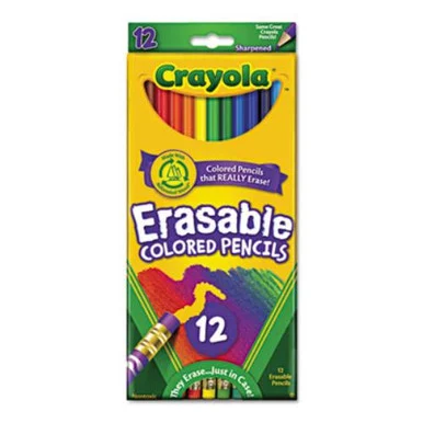 Crayola Binney & Smith Crayola Erasable Colored Pencil Set - Assorted Lead - 12 / Pack (684412)