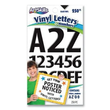 Artskills PA-1349 Poster And Bulletin Board Vinyl Letters And Numbers, Black, 1" And 2" H, 250/pack