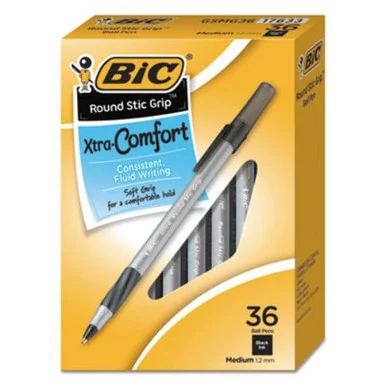 Bic Round Stick Ballpoint Pen - Medium Pen Point Type - 1.2 Mm Pen Point Size - Black - Barrel36 / Box (gsmg361bk)