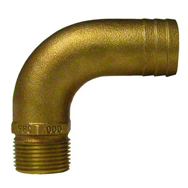 Groco FFC-1000 1" Npt X 1-1/4" Id Bronze Full Flow 90° Elbow Pipe To Hose Fitting