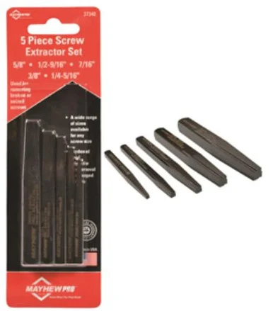 Mayhew 37340 5 Pc Screw Extractor Set Carded 37340_45