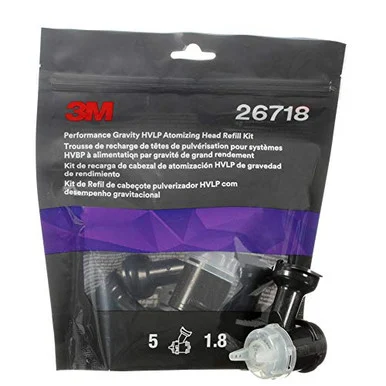 3m Performance Gravity Hvlp Atomizing Head Refill Kit 26718, Clear, 1.8, 5 Pack, 5 Packs/case