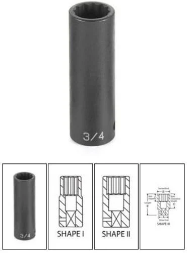 Grey Pneumatic Corp. 2138MD 1/2" Drive 38mm Deep 12 Point Impact Socket