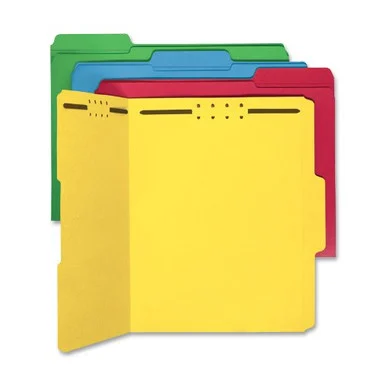 Sparco Top-tab File Folder - Letter - 8.50" X 11" - 2 Fastener - 2" Folder Fastener Capacity - 1/3 Tab Cut - Assorted Position Tab Location - 11 Pt. - Blue, Green, Yellow, Red - 50 / Box (SP17571)