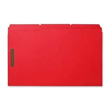 Sparco Colored Fastener Folder - Legal - 8.50" X 14" - 0.75" Expansion - 2 Fastener - 2" Folder Fastener Capacity - 1/3 Tab Cut - Assorted Position Tab Location - 11 Pt. - Red - 50 / Box (SP17221)