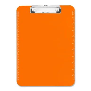 Sparco Translucent Clipboard - 9" X 12" - Low-profile - Plastic - Neon Orange (SPR01866)