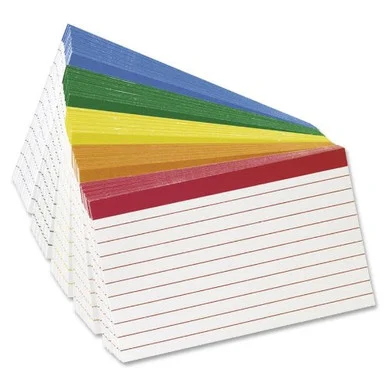 Oxford Color-coded Bar Ruling Index Card - Printed - 3" X 5" - 100 / Pack - Red, Blue, Orange, Green, Yellow Divider (ESS04753)