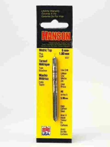 Hanson 8327 High Carbon Steel Machine Screw Thread Metric Plug Tap 6mm -1.00