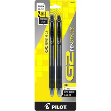 Pilot G2 Pen Stylus, Fine Pt, 2/PK, Black (pil-34309)