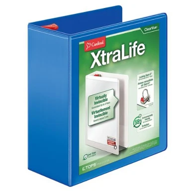 Cardinal Xtralife Clearvue Non-stick Locking Slant-d Ring Binder - Letter - 8.50" X 11" - 890 Sheet Capacity - 3 X D-ring Fastener - 4" Binder Fastener Capacity - 2 Pockets - Polyolefin - (CRD26342)