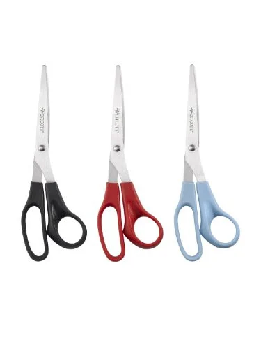 Westcott Value Stainless Steel Scissors - 8" Overall Length - Straight-left/right - Plastic - Assorted (ACM13404)