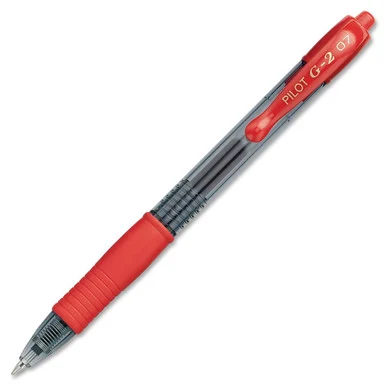 Pilot G2 Retractable Gel Ink Pen - Fine Pen Point Type - 0.7 Mm Pen Point Size - Point Pen Point Style - Red Ink - Clear Barrel - 12 / Dozen (31022_40)